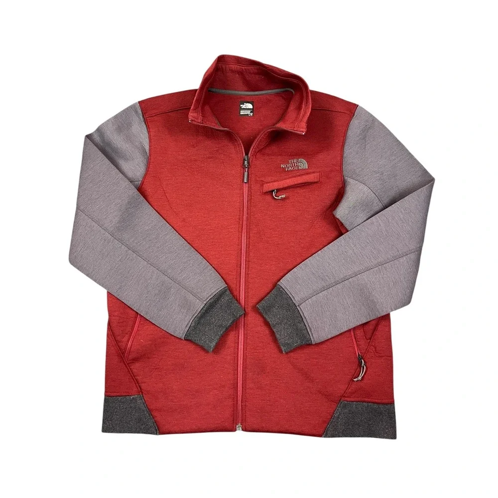 The North Face Men's Large Garnet Gray Full Zip Jacket Dual Pockets Mock Neck‎